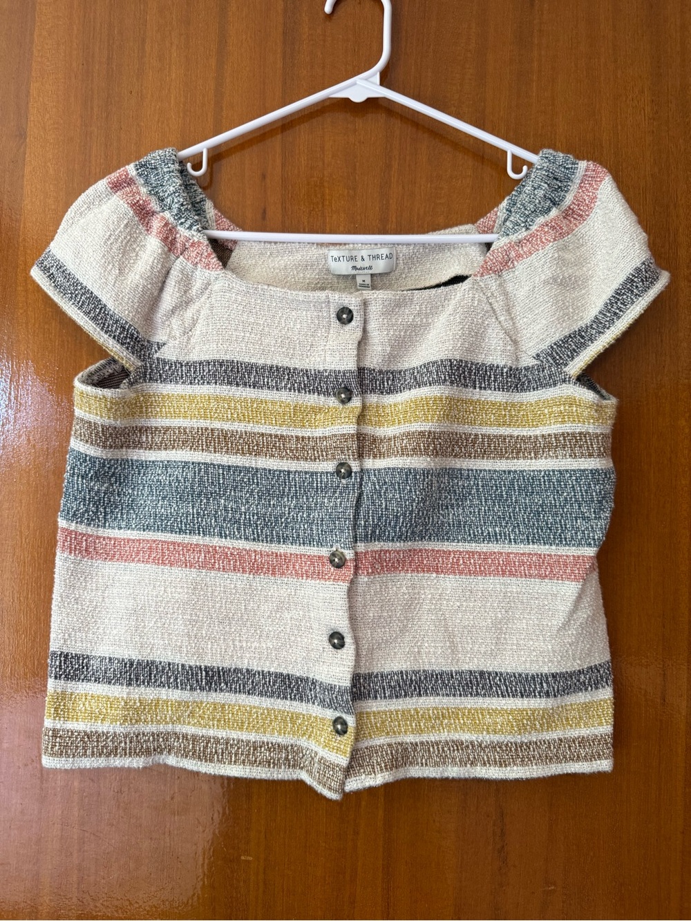 Madewell Women’s Cropped Striped Textured Knit Top Size Medium